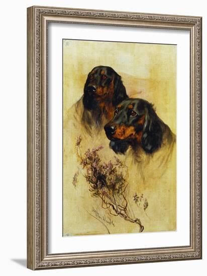 Two Gordon Setters (Oil on Canvas)-Arthur Wardle-Framed Giclee Print