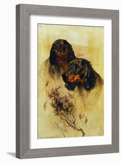 Two Gordon Setters (Oil on Canvas)-Arthur Wardle-Framed Giclee Print