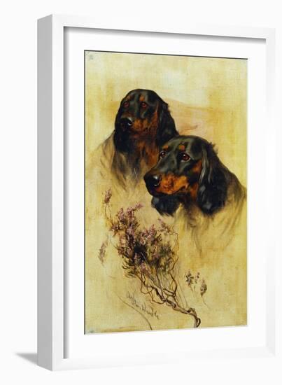 Two Gordon Setters (Oil on Canvas)-Arthur Wardle-Framed Giclee Print