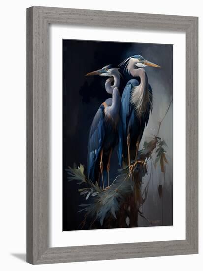 Two Great Blue Herons-Vivienne Dupont-Framed Art Print