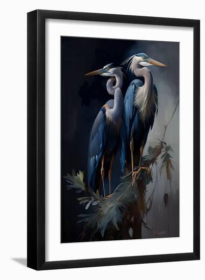 Two Great Blue Herons-Vivienne Dupont-Framed Art Print