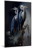 Two Great Blue Herons-Vivienne Dupont-Mounted Art Print