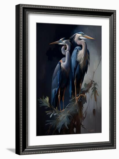 Two Great Blue Herons-Vivienne Dupont-Framed Art Print