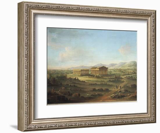 Two Great Temples of Paestum, Basilica on Left and Temple of Neptune or Poseidon on Right-John S. Smith-Framed Giclee Print