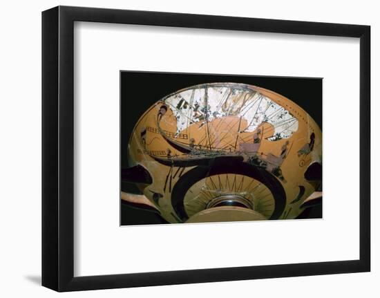 Two Greek ships painted on a Greek cup. Artist: Unknown-Unknown-Framed Photographic Print