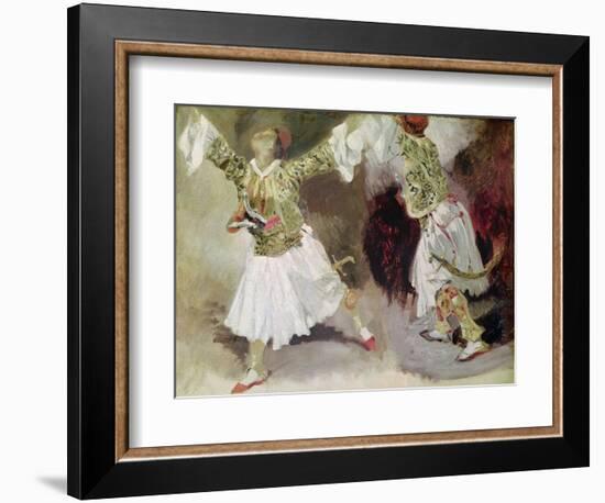 Two Greek Soldiers Dancing (Study of Soliote Dress)-Eugene Delacroix-Framed Giclee Print