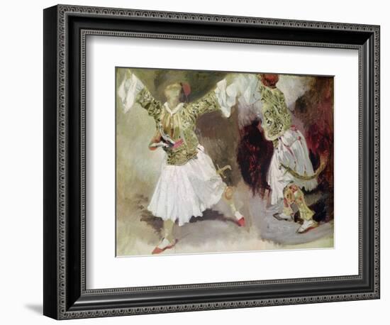 Two Greek Soldiers Dancing (Study of Soliote Dress)-Eugene Delacroix-Framed Giclee Print