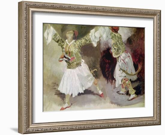 Two Greek Soldiers Dancing (Study of Soliote Dress)-Eugene Delacroix-Framed Giclee Print