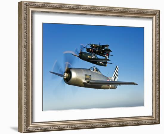 Two Grumman F8F Bearcats and Two F7F Tigercats Fly in Formation-Stocktrek Images-Framed Photographic Print