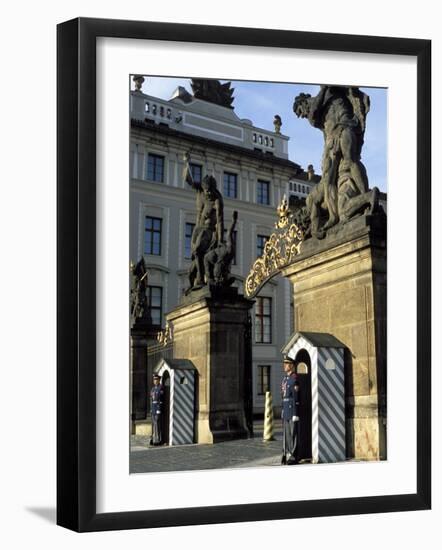 Two Guards in Front of the Gate to Prague Castle, Hradcany, Czech Republic-Richard Nebesky-Framed Photographic Print