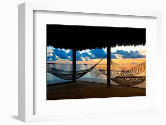 Two Hammocks at Sunset - View of Gulf of Mexico - Florida - USA-Philippe Hugonnard-Framed Photographic Print