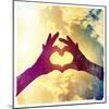 Two Hands Making a Heart Shape in the Sky-graphicphoto-Mounted Photographic Print