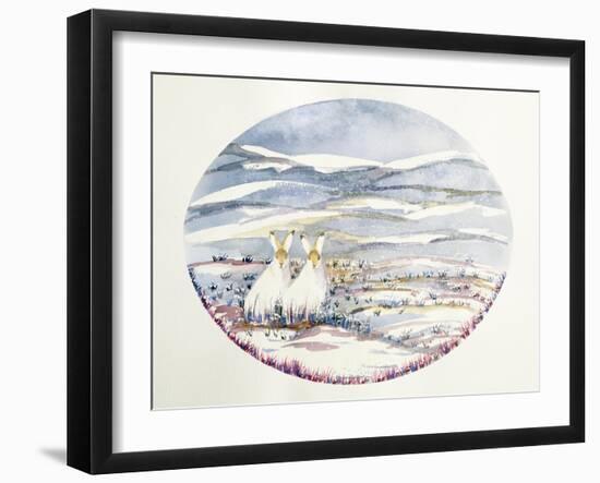 Two Hares in a Snowy Landscape-Suzi Kennett-Framed Giclee Print