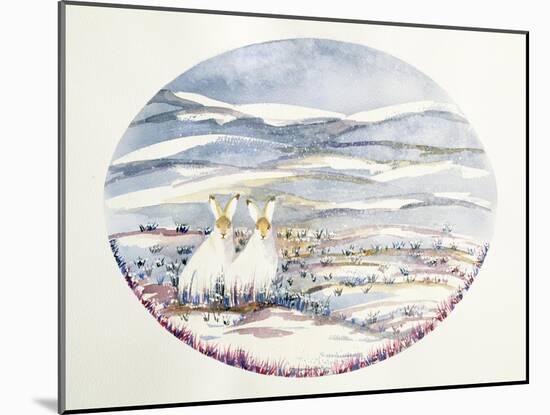 Two Hares in a Snowy Landscape-Suzi Kennett-Mounted Giclee Print