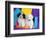 Two Havanese Puppies Sitting Together Surrounded by Colors, California, USA-Zandria Muench Beraldo-Framed Photographic Print
