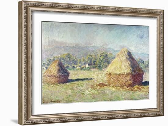 Two Haystacks-Claude Monet-Framed Giclee Print