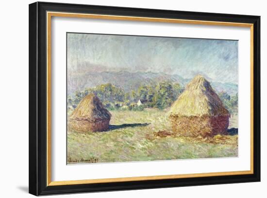 Two Haystacks-Claude Monet-Framed Giclee Print