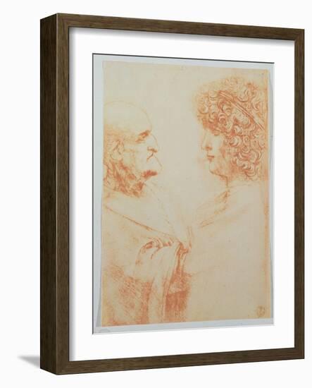 Two Heads in Profile, c.1500-Leonardo da Vinci-Framed Giclee Print