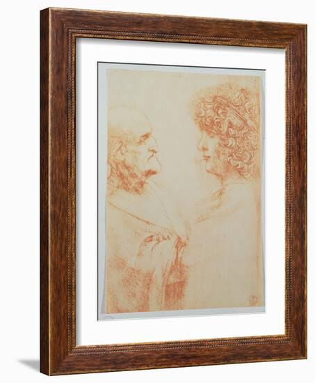 Two Heads in Profile, c.1500-Leonardo da Vinci-Framed Giclee Print