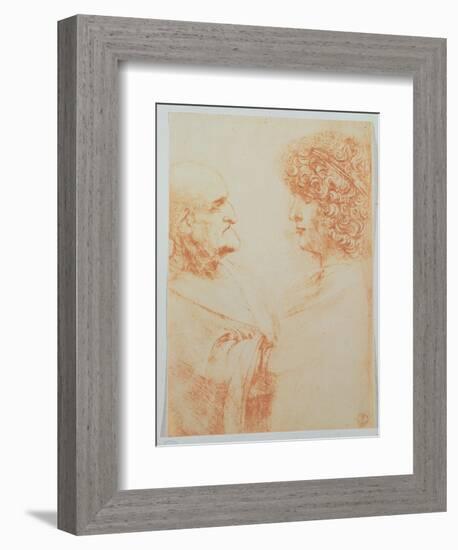 Two Heads in Profile, c.1500-Leonardo da Vinci-Framed Giclee Print