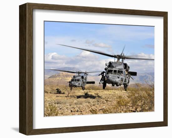 Two HH-60 Pavehawk Helicopters Preparing to Land-Stocktrek Images-Framed Photographic Print