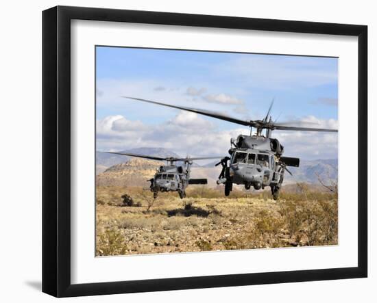 Two HH-60 Pavehawk Helicopters Preparing to Land-Stocktrek Images-Framed Photographic Print