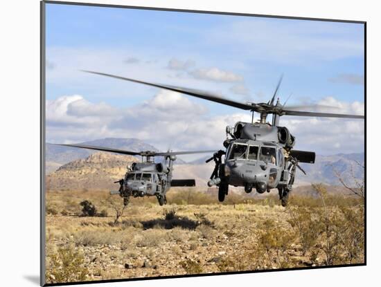 Two HH-60 Pavehawk Helicopters Preparing to Land-Stocktrek Images-Mounted Photographic Print