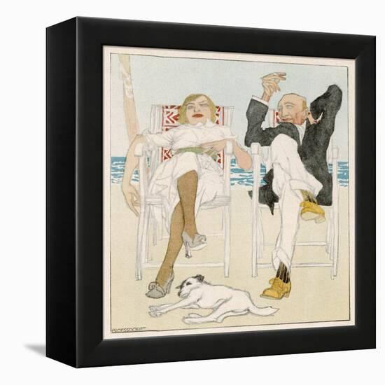 Two Holidaymakers Take Things Easy in Their Beach Chairs-Proessdorf-Framed Premier Image Canvas