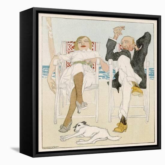 Two Holidaymakers Take Things Easy in Their Beach Chairs-Proessdorf-Framed Premier Image Canvas