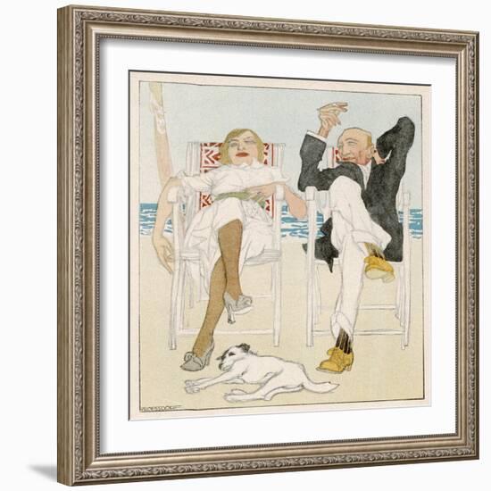 Two Holidaymakers Take Things Easy in Their Beach Chairs-Proessdorf-Framed Photographic Print