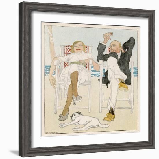 Two Holidaymakers Take Things Easy in Their Beach Chairs-Proessdorf-Framed Photographic Print