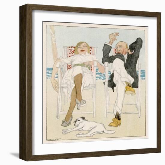 Two Holidaymakers Take Things Easy in Their Beach Chairs-Proessdorf-Framed Photographic Print