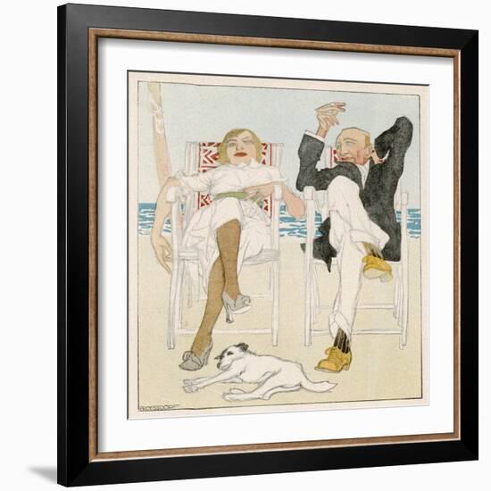 Two Holidaymakers Take Things Easy in Their Beach Chairs-Proessdorf-Framed Photographic Print