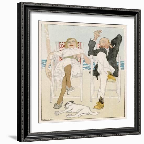 Two Holidaymakers Take Things Easy in Their Beach Chairs-Proessdorf-Framed Photographic Print
