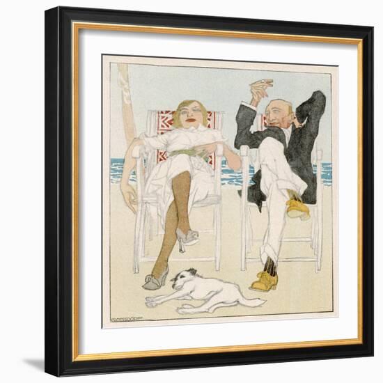 Two Holidaymakers Take Things Easy in Their Beach Chairs-Proessdorf-Framed Photographic Print