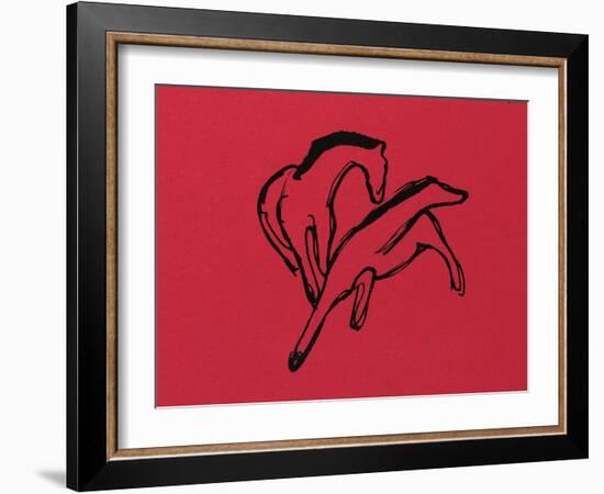 Two Horses (Almanac Vignette); Zwei Pferdchen (Almanach-Vignette)-Franz Marc-Framed Giclee Print