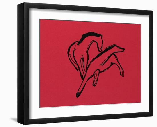 Two Horses (Almanac Vignette); Zwei Pferdchen (Almanach-Vignette)-Franz Marc-Framed Giclee Print