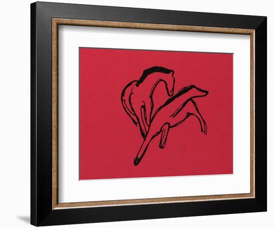 Two Horses (Almanac Vignette); Zwei Pferdchen (Almanach-Vignette)-Franz Marc-Framed Giclee Print