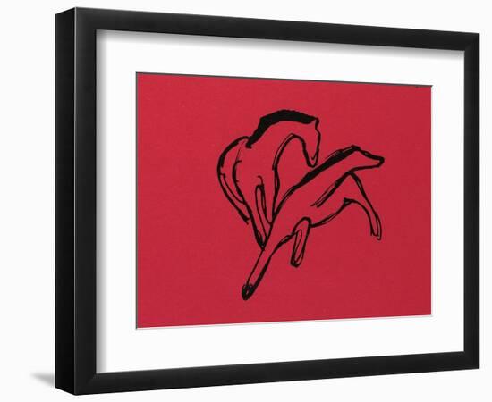 Two Horses (Almanac Vignette); Zwei Pferdchen (Almanach-Vignette)-Franz Marc-Framed Giclee Print