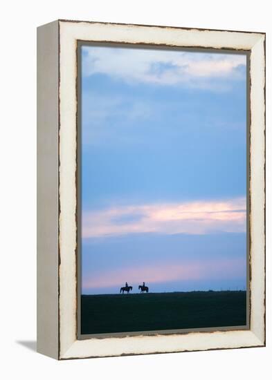 Two Horses and the Riders, Flint Hills, Kansas, United States of America, North America-Bhaskar Krishnamurthy-Framed Premier Image Canvas