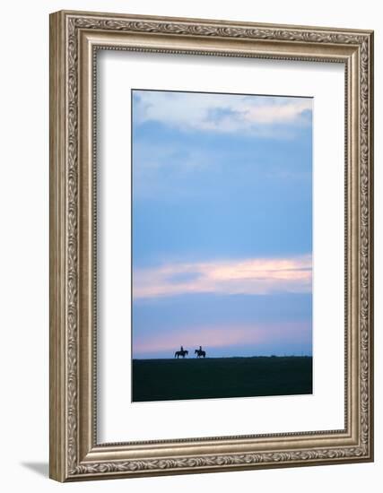 Two Horses and the Riders, Flint Hills, Kansas, United States of America, North America-Bhaskar Krishnamurthy-Framed Photographic Print