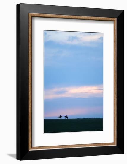 Two Horses and the Riders, Flint Hills, Kansas, United States of America, North America-Bhaskar Krishnamurthy-Framed Photographic Print