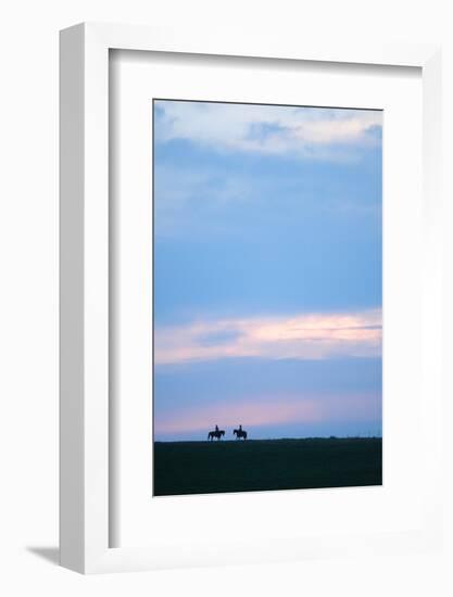 Two Horses and the Riders, Flint Hills, Kansas, United States of America, North America-Bhaskar Krishnamurthy-Framed Photographic Print