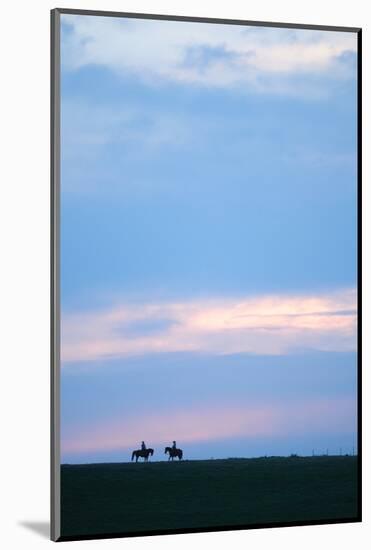 Two Horses and the Riders, Flint Hills, Kansas, United States of America, North America-Bhaskar Krishnamurthy-Mounted Photographic Print