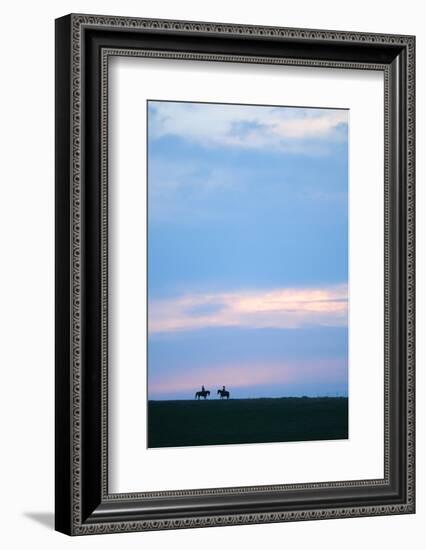 Two Horses and the Riders, Flint Hills, Kansas, United States of America, North America-Bhaskar Krishnamurthy-Framed Photographic Print