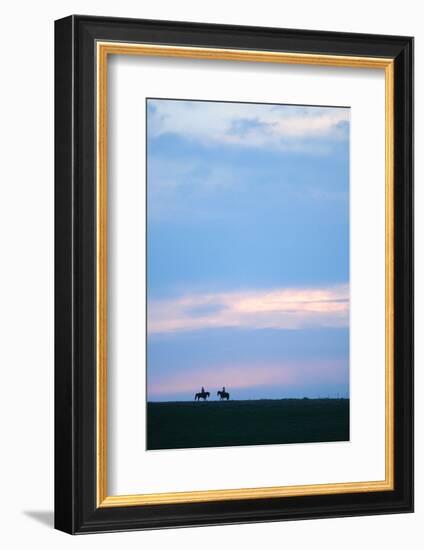 Two Horses and the Riders, Flint Hills, Kansas, United States of America, North America-Bhaskar Krishnamurthy-Framed Photographic Print