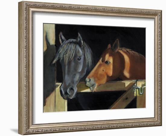 Two Horses At The Stall Gate-joylos-Framed Art Print