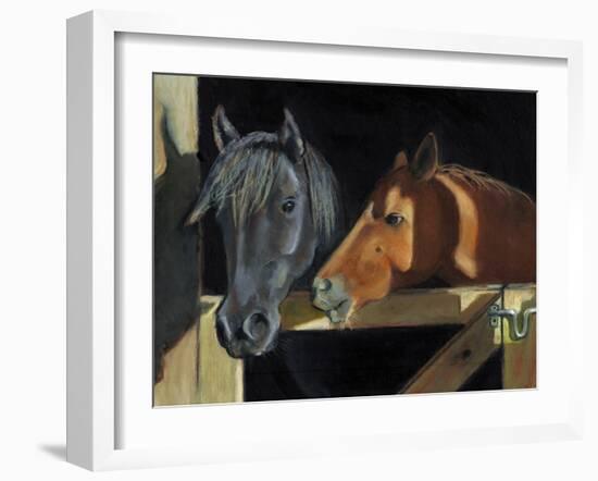 Two Horses At The Stall Gate-joylos-Framed Art Print