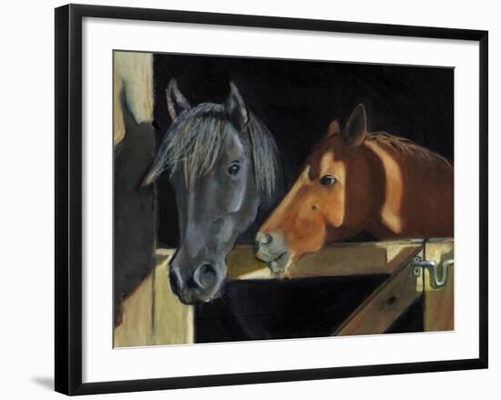 Two Horses At The Stall Gate-joylos-Framed Art Print