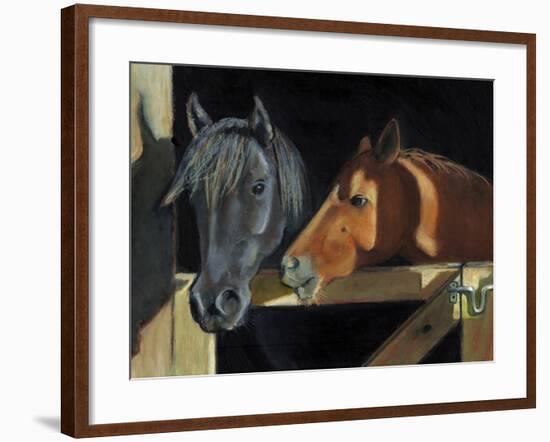 Two Horses At The Stall Gate-joylos-Framed Art Print